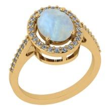 Certified 1.45 Ctw Rainbow And Diamond I1/I2 14K Yellow Gold Victorian Style Engagement Halo Ring