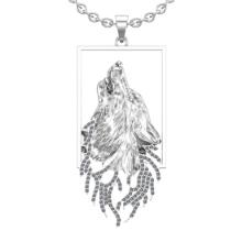1.06 Ctw SI2/I1 Diamond 14K White Gold Fox pendant necklace