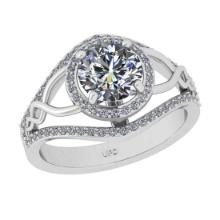 1.62 Ctw SI2/I1 Diamond 18K White Gold Engagement Ring