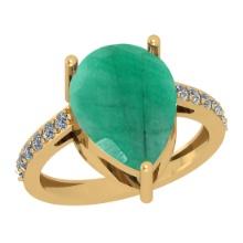 6.30 Ctw SI2/I1 Emerald And Diamond 14K Yellow Gold Ring