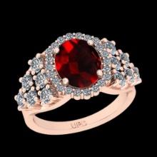 6.12 Ctw VS/SI1 Spessartite Garnet and Diamond 14K Rose Gold Engagement Ring