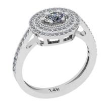 0.80 Ctw SI2/I1 Diamond 14K White Gold Engagement Halo Ring