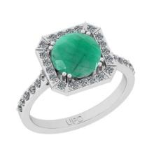 2.41 Ctw SI2/I1 Emerald And Diamond 14K White Gold Cocktail Engagement Ring
