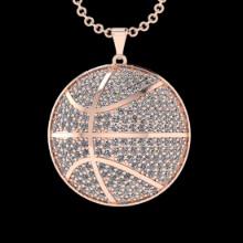 7.67 Ctw SI2/I1 Diamond 18K Rose Gold Sport Necklace / Custom Necklace / Basketball Pendant / Sport