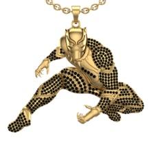 3.13 Ctw SI2/I1 Treted Fancy Black Diamond Prong Set 14K Yellow Gold Marvel Partner Pendant Necklace