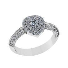 1.09 Ctw Diamond 14K White Gold Engagement Halo Ring