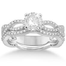 Infinity Diamond Engagement Ring with Band 14k White Gold 1.65ctw