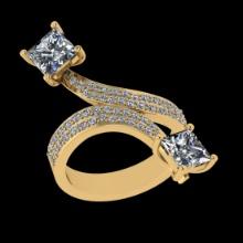 2.58 Ctw SI2/I1 Diamond 18K Yellow Gold Bypass Engagement Ring