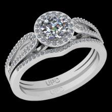 1.02 Ctw SI2/I1 Diamond 14K White Gold Engagement Halo Set Ring