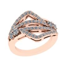 0.99 Ctw SI2/I1 Diamond Style Prong Set 14K Rose Gold Cluster Engagement Ring