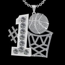 3.44 Ctw SI2/I1 Diamond 14K White Gold football theme pendant necklace