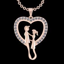 0.75 Ctw SI2/I1 Diamond 14K Rose Gold valentine's day theme pendant necklace