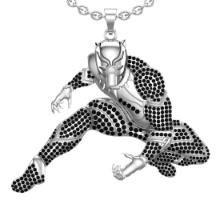 3.13 Ctw SI2/I1 Treted Fancy Black Diamond Prong Set 14K White Gold Marvel Partner Pendant Necklace