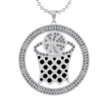 6.73 Ctw Treated Fancy Black Diamond 14K White Gold Baseketball theme Pendant Necklace