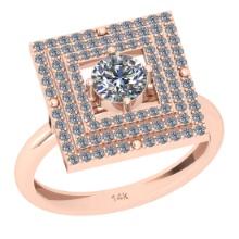 1.13 Ctw SI2/I1 Diamond 14K Rose Gold Wedding/Anniversary Ring