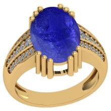 8.24 Ctw SI2/I1 Tanzanite And Diamond 14K Yellow Gold Vintage Style Ring