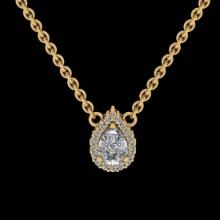 0.89 Ctw SI2/I1 Diamond 18K Yellow Gold Pendant Necklace