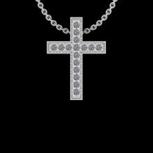 0.09 Ctw SI2/I1 Diamond 14K White Gold Cross Pendant Necklace