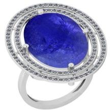 18.92 Ctw SI2/I1 Tanzanite And Diamond 14K White Gold Vintage Style Ring