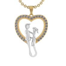 0.75 Ctw SI2/I1 Diamond 14K Yellow and White Gold Two tone valentine's day theme pendant necklace