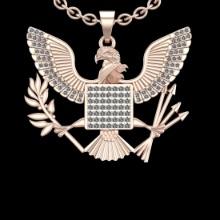 1.22 Ctw SI2/I1 Diamond 10K Rose Gold Eagle Pendant Necklace