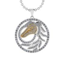 2.38 Ctw SI2/I1 Diamond 14K Yellow and white Gold two tone Zodiac Sign Horse pendant necklace
