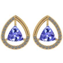 Certified 1.32 Ctw VS/SI1 Tanzanite and Diamond 14K Yellow Gold Stud Earrings