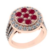 1.42 Ctw SI2/I1 Ruby And Diamond 14K Rose Gold Engagement Ring