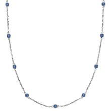 Fancy Blue Diamond Station Necklace 14k White Gold 1.00ctw
