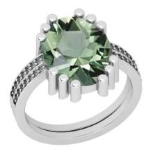 20.63 Ctw SI2/I1 Green Amethyst And Diamond 14k White Gold Vintage Style Ring