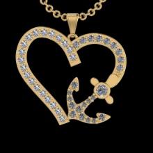 0.40 Ctw SI2/I1 Diamond 10K Yellow Gold Charm Pendant Necklace