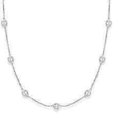 Station Bezel-Set Necklace in 14k White Gold 4.00ctw