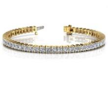 14K YELLOW GOLD 4 CTW G-H I1/I2 PRINCESS CUT DIAMOND STRAND TENNIS BRACELET