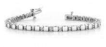 14K WHITE GOLD 1 CTW G-H I1/I2 ALTERNATING DIAMOND BLOCK TENNIS BRACELET