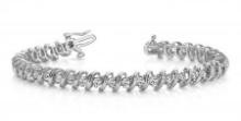 14KT WHITE GOLD 1 CTW G-H VS2/SI1 FACETED SPIRAL LINK DIAMOND TENNIS BRACELET