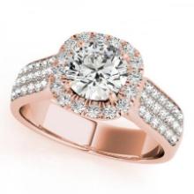 CERTIFIED 18K ROSE GOLD 1.40 CTW J-K/VS-SI1 DIAMOND HALO ENGAGEMENT RING