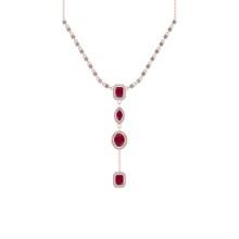 5.65 CtwSI2/I1 Ruby and Diamond 14K Rose Gold Pendant Necklace