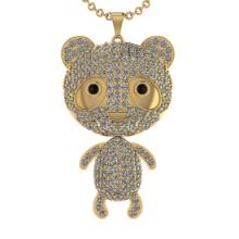 7.02 Ctw SI2/I1 Treted Fancy Black Diamond Prong Set 14K Yellow Gold Teddy Pendant Necklace