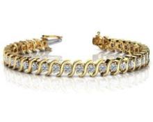 14K YELLOW GOLD .75 CTW G-H I1/I2 CLASSIC S SHAPED DIAMOND TENNIS BRACELET