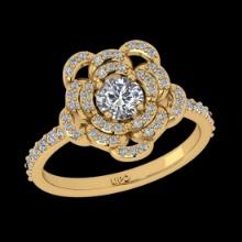 0.92 Ctw SI2/I1 Diamond 18K Yellow Gold Engagement Ring