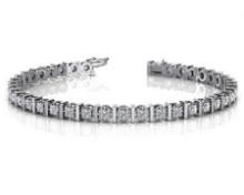 14KT WHITE GOLD .50 CTW G-H VS2/SI1 CLASSIC ILLUSION DIAMOND TENNIS BRACELET