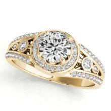 CERTIFIED 18K YELLOW GOLD 1.15 CTW J-K/VS-SI1 DIAMOND HALO ENGAGEMENT RING