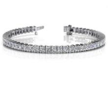 14KT WHITE GOLD 4 CTW G-H VS2/SI1 PRINCESS CUT DIAMOND STRAND TENNIS BRACELET