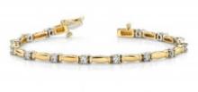 14K YELLOW GOLD 1 CTW G-H SI2/SI3 SHINY COLUMN LINK DIAMOND BRACELET