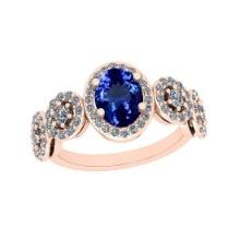 3.55 Ctw VS/SI1 Tanzanite And Diamond 18K Rose Gold Bridal Style Wedding Ring