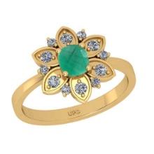 1.29 Ctw SI2/I1Emerald and Diamond 14K Yellow Gold Engagement set Ring