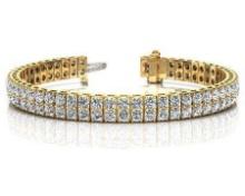 14K YELLOW GOLD 4 CTW G-H I1/I2 TIMELESS TWO ROW DIAMOND TENNIS BRACELET