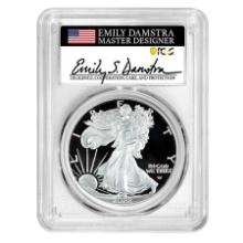 Certified Proof Silver Eagle 2022-S PR70 PCGS Advanced Release Emily Damstra Signed