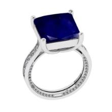 2.45 Ctw VS/SI1 Blue Sapphire and Diamond 14K White Gold Engagement Ring(ALL DIAMOND ARE LAB GROWN)