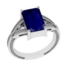 2.95 Ctw VS/SI1 Blue Sapphire and Diamond 14k White Gold Engagement Ring (LAB GROWN)